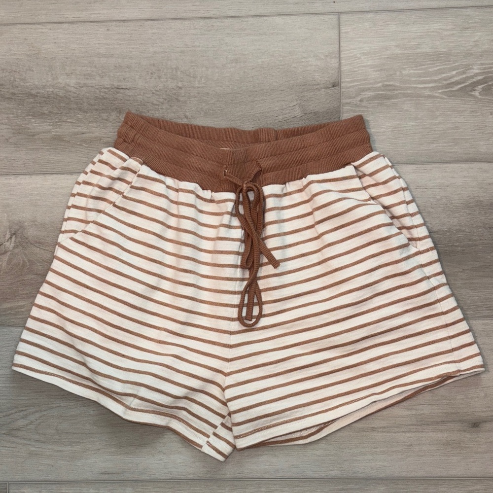 Striped Brown and White Women's Shorts